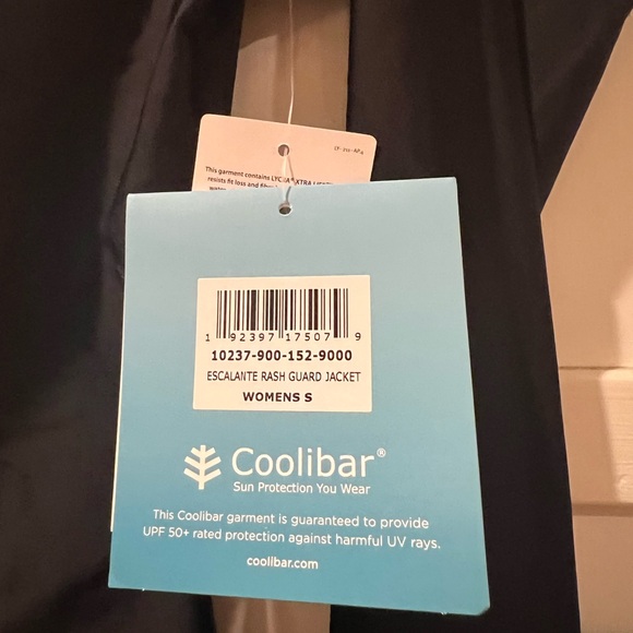 NWT Women’s Coolibar Escalante Rash Guard Jacket in Black with Stripes S - Picture 2 of 2